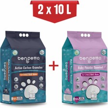 Benpetto AB250 Aktif Karbon & Bebek Pudrası Parfümlü Kedi Kumu 10 Lt x 2 Adet