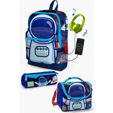 Coral High Kids Saks Mavi Astronot Desenli Usb'li 3’lü