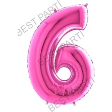 Best Parti Fuşya Pembe Folyo Rakam Balon 100 cm 6