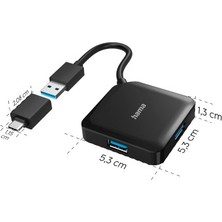 Hama USB Hub, 4 Ports, USB 3.2, 5gbit, Usb-C Adaptör