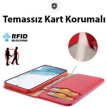 Coofbe Temassız Kart Korumalı Mıknatıslı Deri Cüzdanlı Samsung Galaxy S23 Kılıf 3 Adet Kart Bölmeli