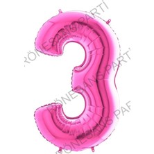 Rönesans Parti Fuşya Pembe Folyo Rakam Balon 100 cm 3