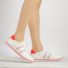 Cooliza Hakiki Deri Bağcıklı Renkli Rahat Kadın Günlük Yürüyüş Spor Ayakkabı