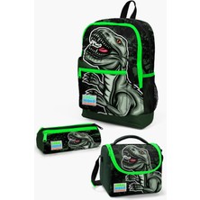 Coral High Dinazor Desenli Okul Çantası Koyu Yeşil 14.4 Litre Kapasite ile Çocuklar İçin