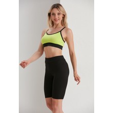 Thin Shop  Biker Şort Siyah Fitilli Tayt - Yüksek Bel Toparlayıcı Siyah Spor Şort Tayt - Sıkılaştırıcı Tayt