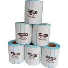 Hitmax 80 x 40 + 6 Termal Etiket G.80 mm Y.40 mm Bir Rulo 500 Adet