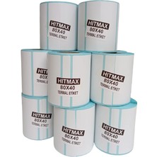 Hitmax 80 x 40 + 6 Termal Etiket G.80 mm Y.40 mm Bir Rulo 500 Adet