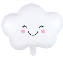 Pandoli Beyaz Renk Gülen Yüz Bulut Şeklinde Folyo Balon 51 x 35 cm 1 Adet Hawa