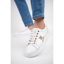 Bulutmod Beyaz Erkek Hakiki Deri Lacoste Tarzı Casual Ayakkabı - Beyaz - 42