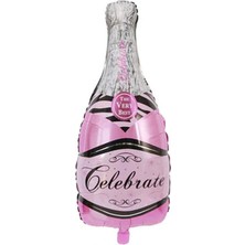 Pandoli Bride Celebrate Şampanya Şişesi Şeklinde Folyo Balon 100 x 49 cm Pembe Renk 1 Adet