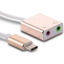 Wozlo USB Type-C Harici Ses Kartı 3.5mm Kulaklık ve Mikrofon Girişli