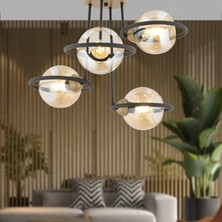 Apliqa Becca 4'lü Siyah Eskitme Metal Avize Modern Tasarım ile Şık Aydınlatma İçin Salon