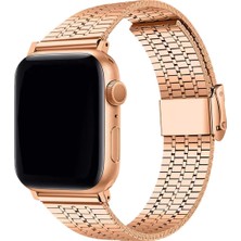 E2M Apple Watch 42-44-45-49MM Krd-29 Metal Rose Gold Kordon