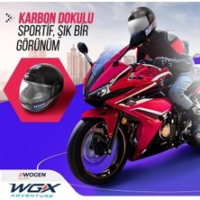 Wgx Carbon Desen Motosiklet Kaskı Kapalı Siyah (L)