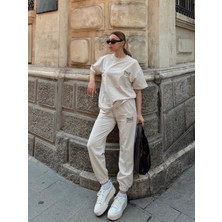 Amor Man Özel Tasarım Everlast Baskılı %100 Pamuk Kısa Kollu Yazlık Oversize Kadın Eşofman Takımı