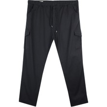 Maruf Shop Kargo Cepli Büyük Beden Gabardin Pantolon Siyah