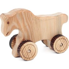 Nostaljik Lezzetler Ahşap Oyuncak Tekerlekli Araba Hayvan Model-3