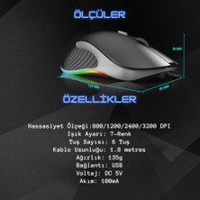 Techtic Imice Rgb E-Sport Gaming Mouse Gamer Işıklı Kablolu Oyuncu Mouse 3200 Dpı