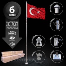 Panapole 6 Metre Paslanmaz Krom Profesyonel Bayrak Direği
