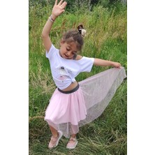 Novy Baby Hayal Tüllü Etek Düşük Omuzlu Tshirt Kız Çocuk 2'li Takım - 2-9 Yaş - 2091