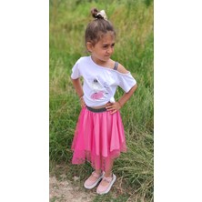 Novy Baby Hayal Tüllü Etek Düşük Omuzlu Tshirt Kız Çocuk 2'li Takım - 2-9 Yaş - 2091
