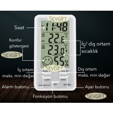 Sevgift Sc-303 Kablolu Alarmlı Sıcaklık Ve Nem Ölçer