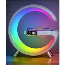 BT-2301 Rgb Masa Lambası Bluetooth Hoparlör Müzik Ritmik Saat Çalar Saat Kablosuz Şarj Cihazı Aleti