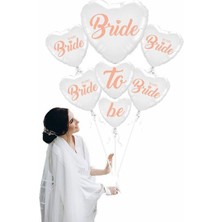 Pandoli Bride To Be Team Bride Yazılı Folyo Balon Buketi Beyaz Renk 5 Adet