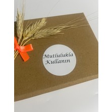 Butik Sosyetik Mutlulukla Kullanın Siyah Yazı Yuvarlak Yapışkanlı Etiket 4 x 4 cm 120 Adet