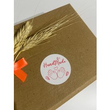 Butik Sosyetik Handmade Çift Elli Kalpli Kırmızı Yuvarlak Yapışkanlı Etiket 5 x 5 cm 100 Adet