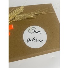 Butik Sosyetik Şans Getirsin Siyah El Yazılı Yuvarlak Yapışkanlı Etiket 4 x 4 cm 120 Adet