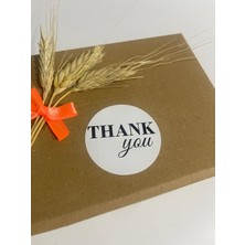 Butik Sosyetik Thank You Siyah Yazılı Yuvarlak Yapışkanlı Etiket 5 x 5 cm 100 Adet