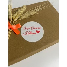 Butik Sosyetik Iyi Günlerde Kullanın Kırmızı El Yazılı Kalpli Yuvarlak Yapışkanlı Etiket 4 x 4 cm 120 Adet