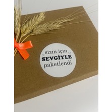 Butik Sosyetik Sizin Için Sevgiyle Paketlendi Siyah Yazılı Yuvarlak Yapışkanlı Etiket 5 x 5 cm 100 Adet