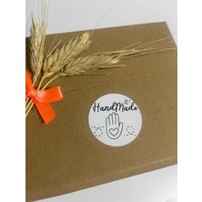 Butik Sosyetik Handmade El Işaretli Siyah Yazı Kalpli Yuvarlak Yapışkanlı Etiket 4 x 4 cm 120 Adet