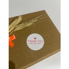 Butik Sosyetik Thank You For Your Order Kalpli Kırmızı Yazılı Yuvarlak Yapışkanlı Etiket 4 x 4 cm 120 Adet