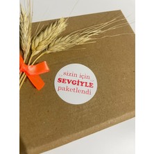 Butik Sosyetik Sizin Için Sevgiyle Paketlendi Kırmızı Yazılı Yuvarlak Yapışkanlı Etiket 5 x 5 cm 100 Adet