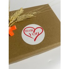 Butik Sosyetik Thank You Kalp Içinde Yuvarlak Yapışkanlı Etiket 5 x 5 cm 100 Adet