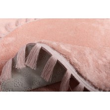 My Evilla Modern Dekoratif Peluş Puff  Püskül Saçaklı Yuvarlak Halı