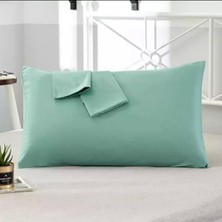 MODELHOME Mint Yeşili Renkli Pamuklu Kumaştan Kapaklı Yastık Kılıfı (2 Adet) 50  x  70  cm