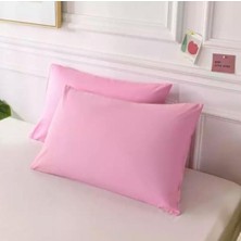 MODELHOME Pembe Renkli Pamuklu Kumaştan Kapaklı Yastık Kılıfı (2 Adet) 50  x  70  cm