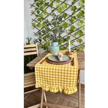Decamor Home Dertsiz Leke Tutmaz Vintage Fırfırlı Pötikare Sarı Runner