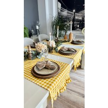 Decamor Home Dertsiz Leke Tutmaz Vintage Fırfırlı Pötikare Sarı Runner