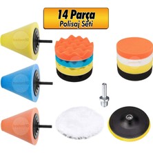 Badem10 Oto Araç Araba Jant Pasta Cila Çizik Giderici Yün Polisaj Süngeri Pedi 115 Mm Parlatma 14 Parça Seti