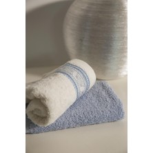 İrya Tile %100 Pamuk 2'li Yüz Havlusu Seti Beyaz / Mavi 30x50