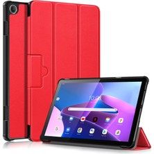 Zsykd Lenovo Tab M10 10.1 3rd Gen Için Deri Tablet Kılıfı - Kırmızı (Yurt Dışından)