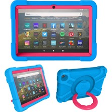 Zsykd Fire Hd8 (2020) Için Deri Tablet Kılıfı - Mavi / Kırmızı (Yurt Dışından)