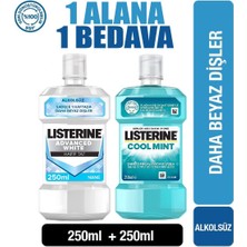 Listerine Advanced White Hafif Tat Alkolsüz 250 ml + Listerine Cool Mint 250 ml 2li Set