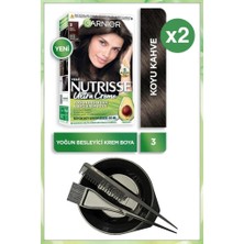 Garnier Nutrisse Ultra Krem Saç Boyası 3 Koyu Kahve X2 Boyama Seti