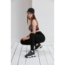 Thin Shop Siyah Dikişli Çelik Örgü Toparlayıcı Siyah Tayt -  Bayan Tayt - Siyah Tayt